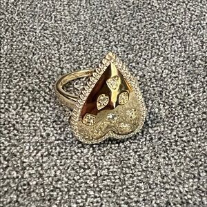 Gold Heart-Shaped Ring with Diamond Accents